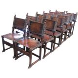 Antique Set of 12 Dining Chairs w/ 2 Heads of Table