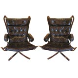 Pair of Leather and Steel Armchairs