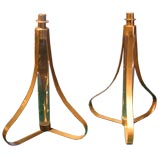 Pair of Italian 40s Brass & Plexi Candlesticks