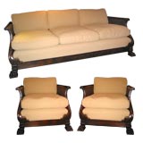 Antique French Sofa and Pair of Armchairs