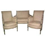 Antique Pair of 19th c. French Armchairs w/ Settee