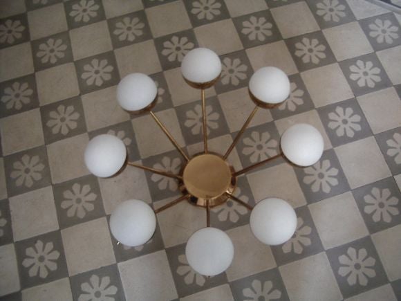 Stilnovo 1960s 8 Arm Brass Chandelier