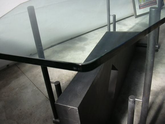 Italian Glass Top Console In Excellent Condition For Sale In Los Angeles, CA