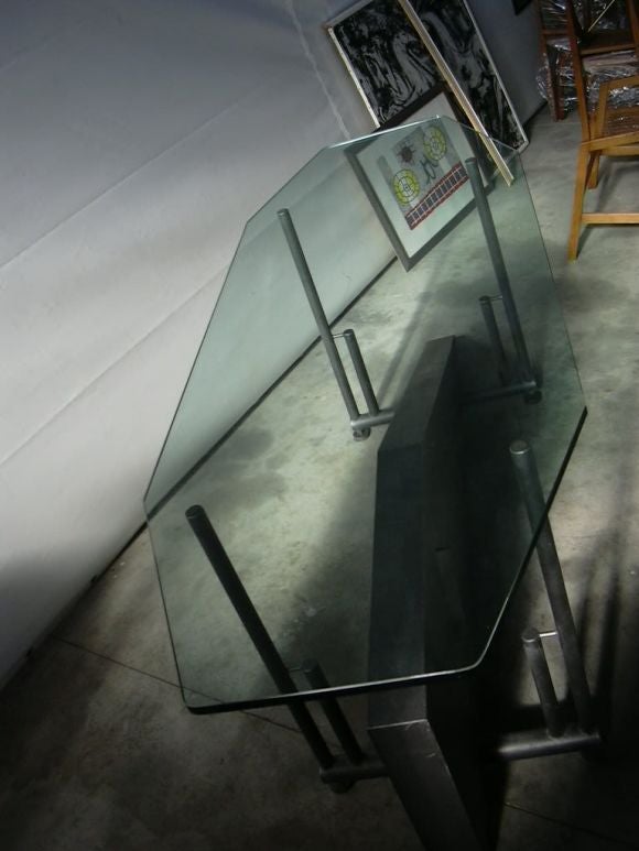 Late 20th Century Italian Glass Top Console For Sale