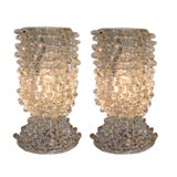 Pair of oversized table lamps in Murano Glass Barovier et Toso