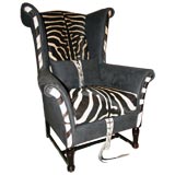 Vintage Zebra Wingback Armchair