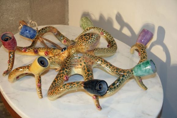 Italian Ceramic Octopus Chandelier 3