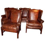 Vintage Wingback Leather Armchairs
