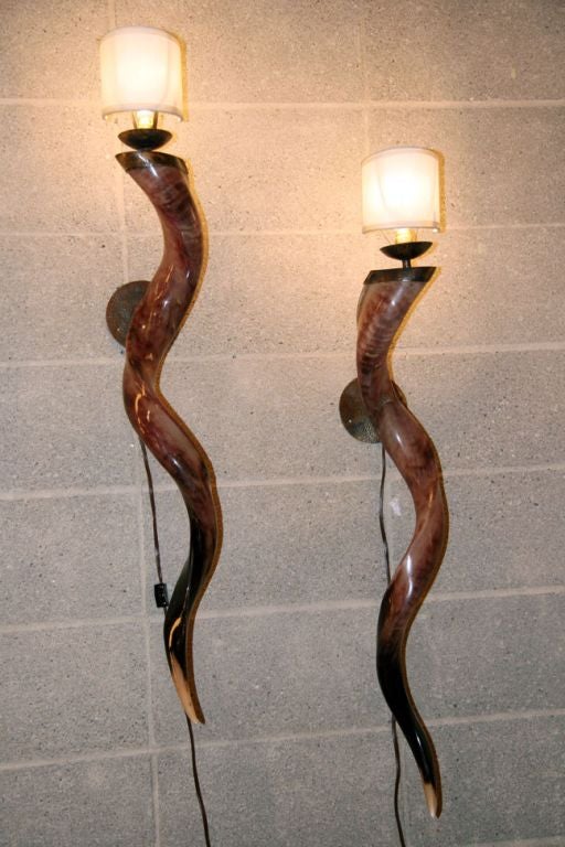 Custom African Horn Sconces