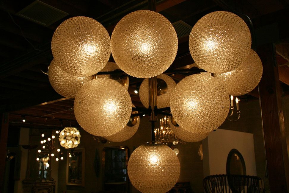 Pair of French Brasserie Chandeliers 4