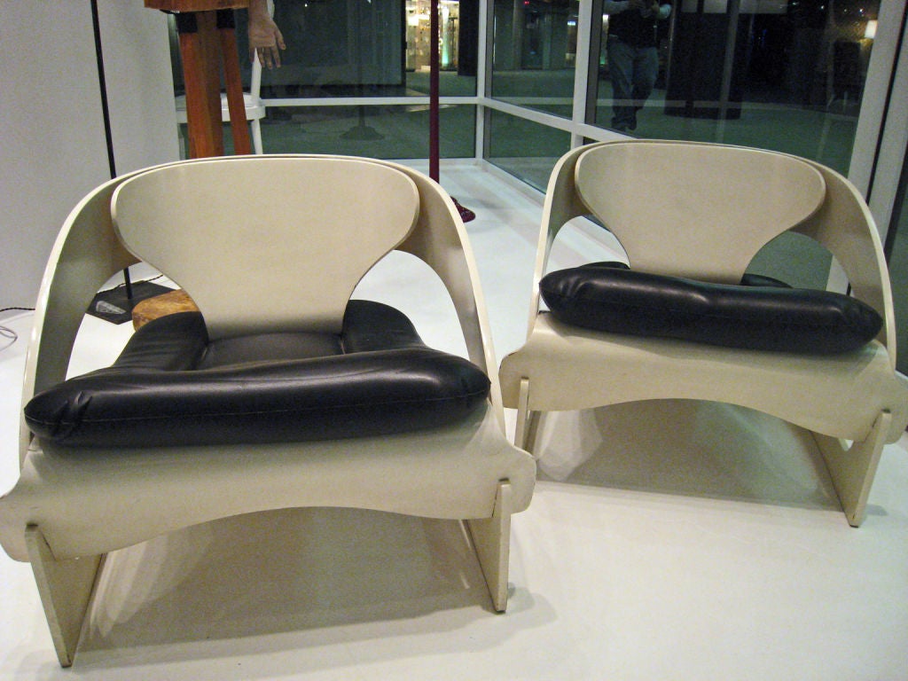 An armchair, Model 4801, designed by Joe Colombo, 1963/64, for Kartell/Noviglio, three-part construction of moulded laminated wood, original white lacquer coating
