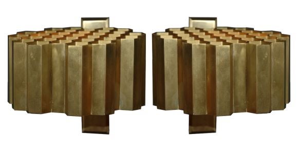 Pair of Jules Wabbes Honeycomb Sconces