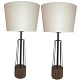 Pair of Limed Oak Table Lamps