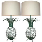 Pair of  Custom Pineapple Lamps