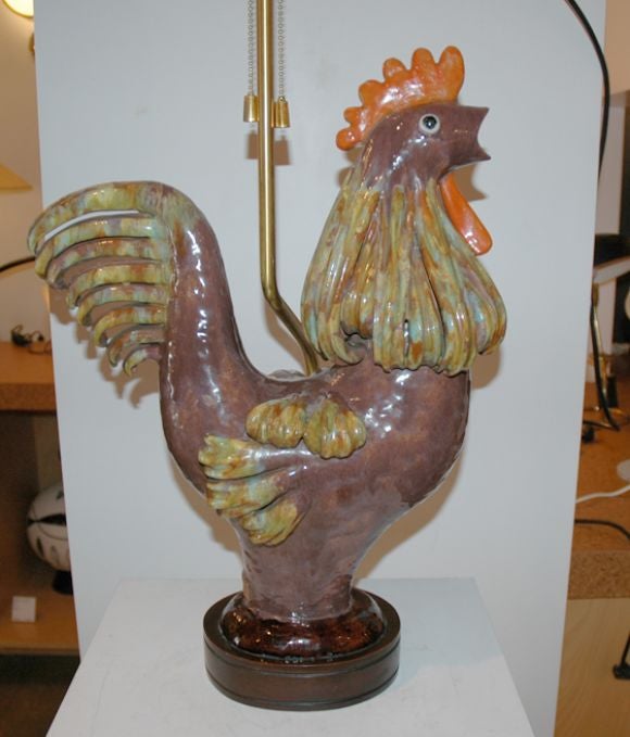 Rooster Table Lamp In Excellent Condition In Los Angeles, CA