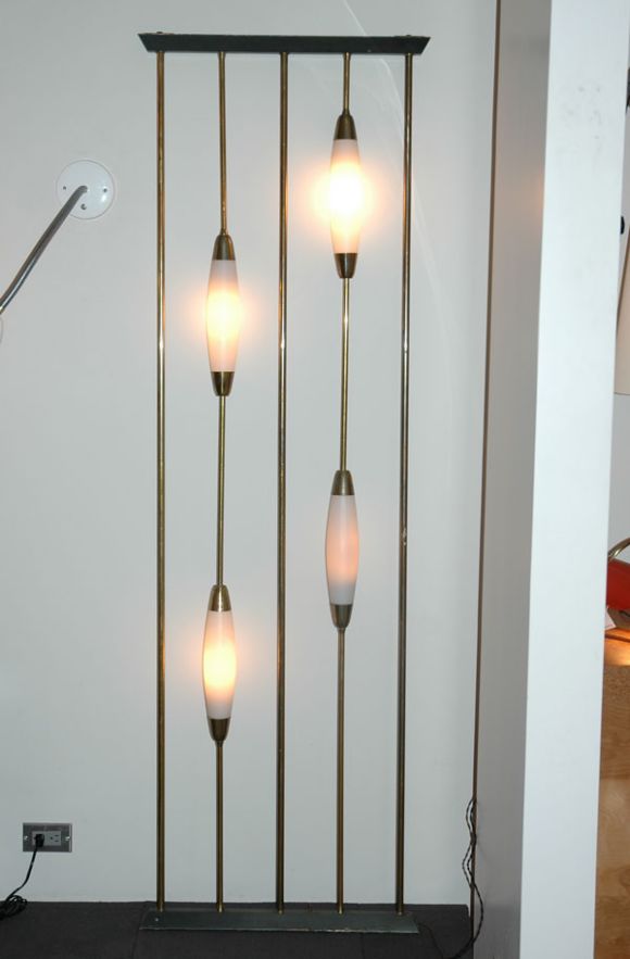 Four light paravent with adjustable settings.  Can be mounted to ceiling and used as a room divider.