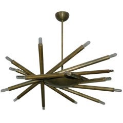 Custom Multi-Tube Brass Chandelier