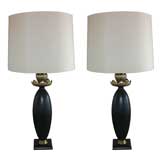 Retro Pair of Oversized Lotus Table Lamps