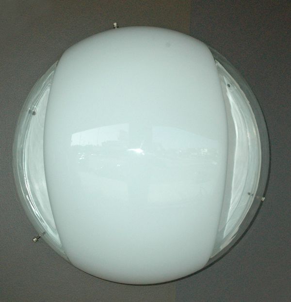 Blown glass orb by Mazzega, fitting for wall or ceiling use.  One available.