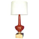 Vintage Orange Murano Glass Table Lamp
