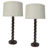 Pair of Russel Wright "twisted wood" Table Lamps