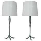 Pair of Rewire Ostrich Leg Table Lamps
