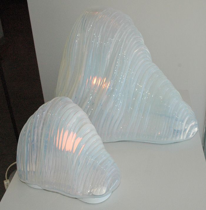 Opal glass light sculptures by Mazzega...morphic shapes resembling the 