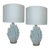 Pair of Ice Blue Coral table Lamps