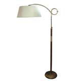 Brass and Leather French Floor Lamp