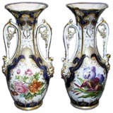 Antique 19th century double-sided Vieux Paris Bayeaux Vases