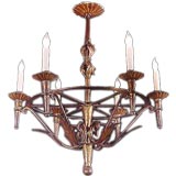 Iron and tole Empire style 6-light chandelier