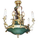French Empire style bronze dore and tole chandelier