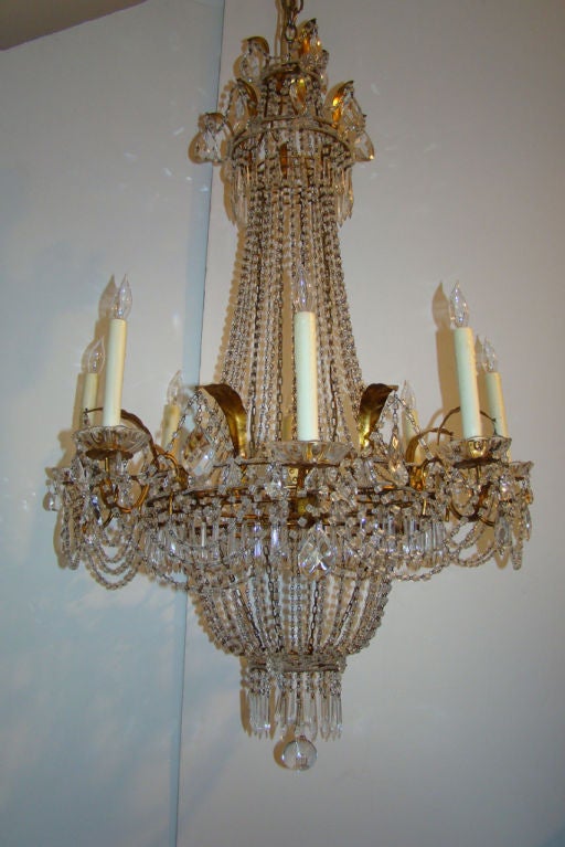 Italian iron and tole Palladian chandelier