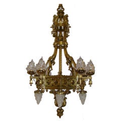 Outstanding French polished bronze chandelier
