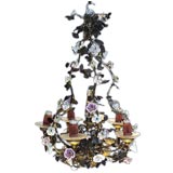 French iron and tole chandelier