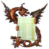 Unusual 19th century carved dragon mirror.
