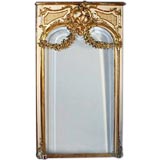 French 19th century parcel gilt and painted trumeau mirror