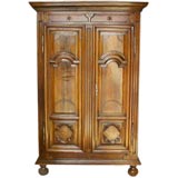 Antique French early 18th century small walnut armoire