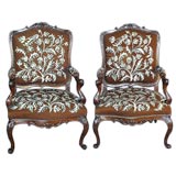 Pair of French 19th century carved armchairs