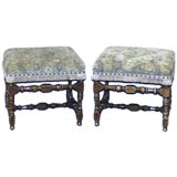 Pair of French upholstered benches