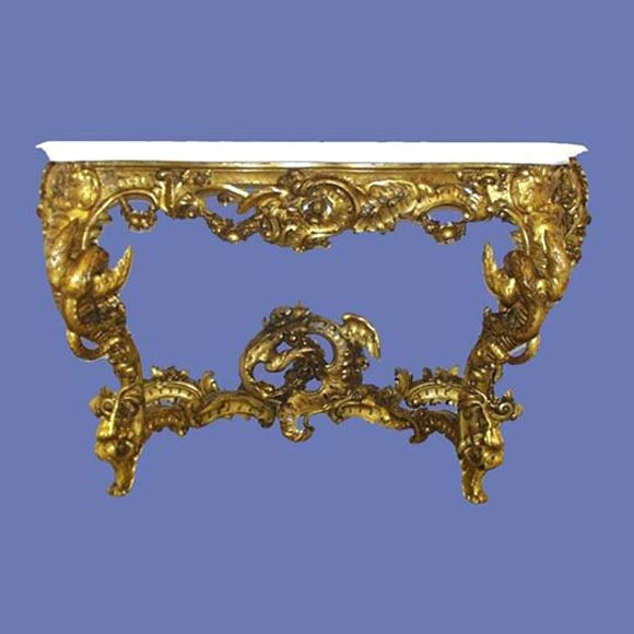 Extremely fine French early 19th century carved and gilt console