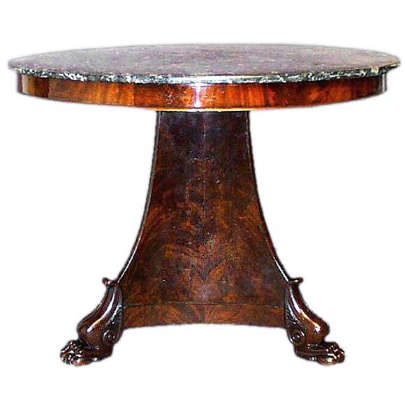 French flame mahogany Empire gueridon table For Sale