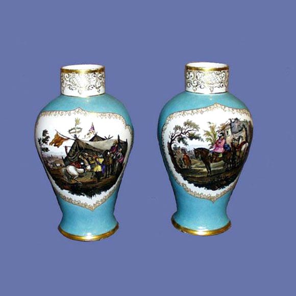Pair Of 19th Century Hand-painted Porcelain Vases