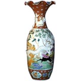 Vintage Large 19th century hand-painted Kutani porcelain vase