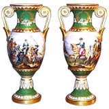 Pair of French 19th century hand-painted porcelain vases