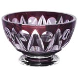 Signed Val St. Lambert amethyst cut-crystal bowl