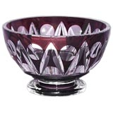 Signed Val St. Lambert amethyst cut-crystal bowl