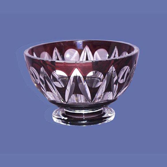 Signed Val Saint Lambert amethyst cut-crystal bowl.<br />
FOR MORE INFORMATION, PLEASE VISIT WWW.CONNOISSEURANTIQUES.COM