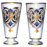 Pair of 19th century hand-painted opaline vases