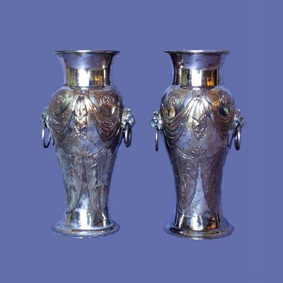 Pair of large 19th century Sheffield silver vases